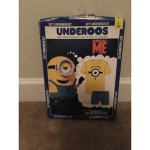 2 Piece UNDEROOS Despicable Me Men's Boxer Brief T-Shirt Set Size Medium